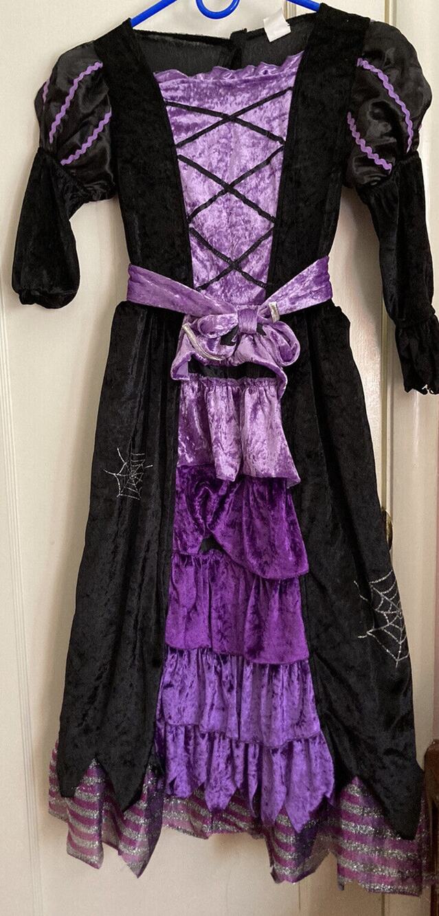 Spooktacular Creations Purple Witch costume Dress & Hat Child Size M. Soft!!!!